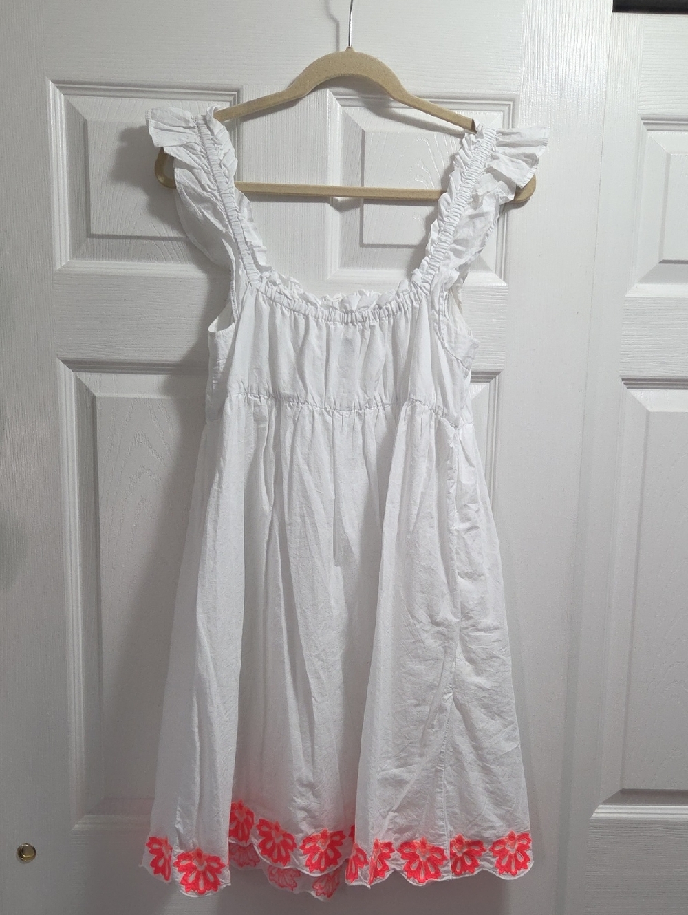 J. Crew White Cotton Dress w/Embroidered Floral Trim - Picture 7 of 7